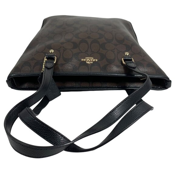 COACH Signature Zip Top Tote F34603 Brown/Black + Hang Tag Nice! - Picture 6 of 11